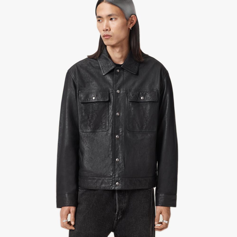 AllSaints Shelton Leather Trucker Jacket